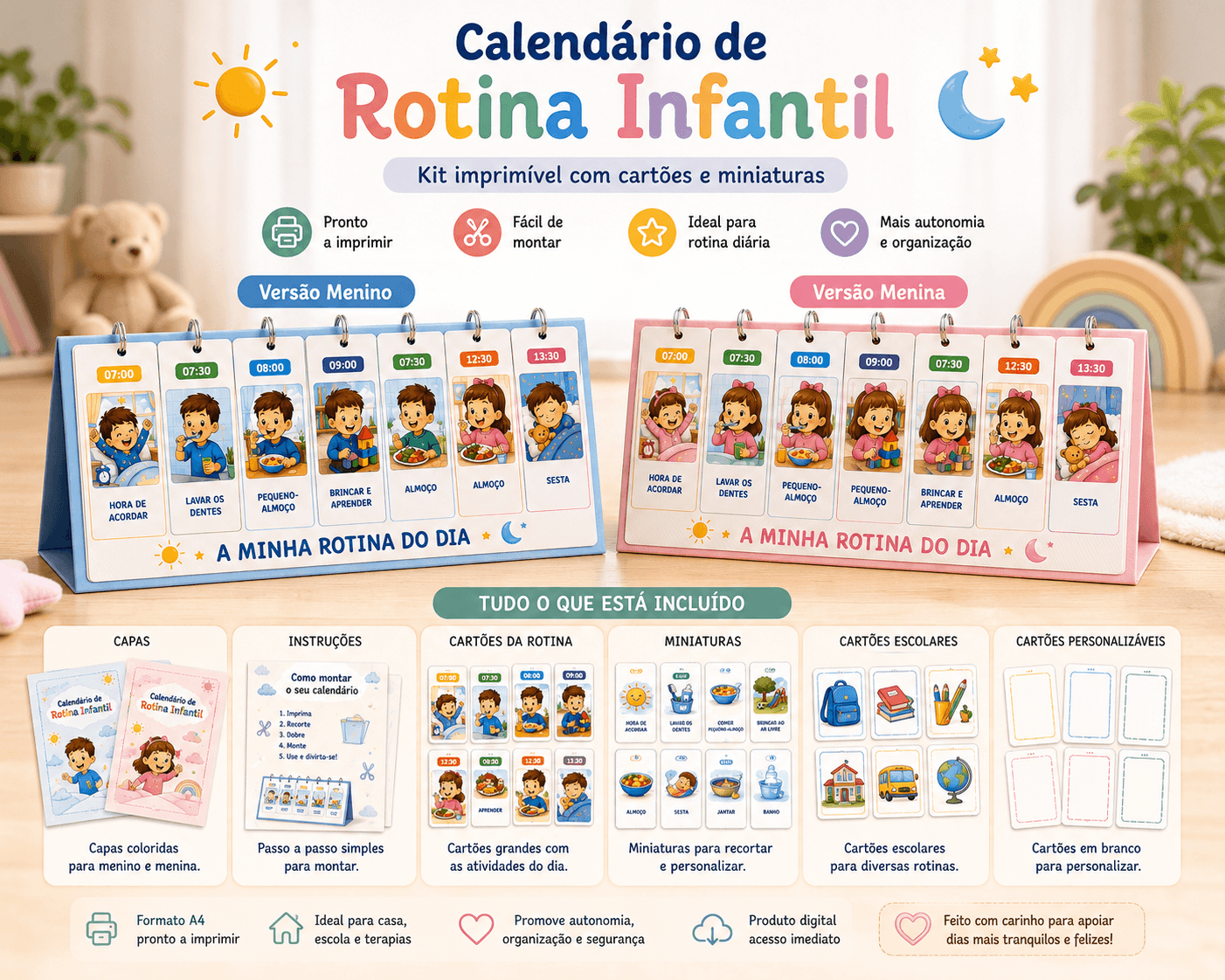 Calendário de Rotina Infantil Moolumi Kids